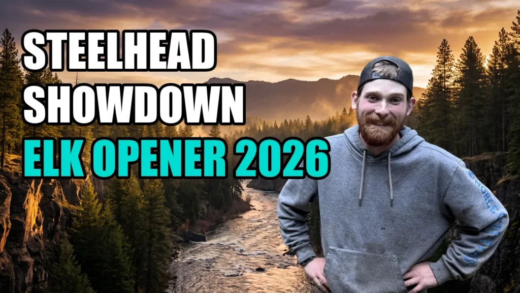 Road Hunter Podcast Episode 41 thumbnail: Steelhead Showdown and Archery Elk Opener 2026, host standing in an Oregon Coast Range clearcut