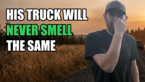Hunter pinching his nose next to a truck after opening weekend deer camp in the Oregon Cascades, Road Hunter Podcast Episode 42 thumbnail